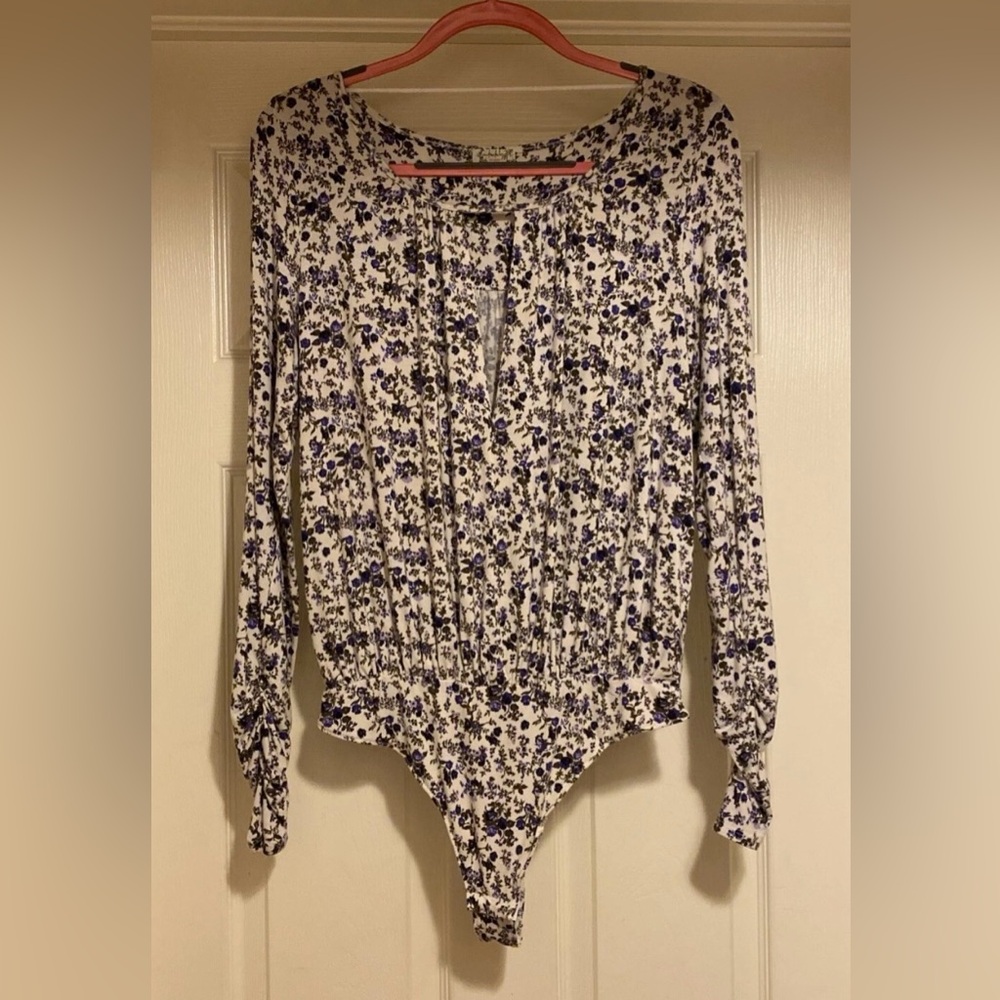 Free People Kaya Floral Print Cutout Bodysuit